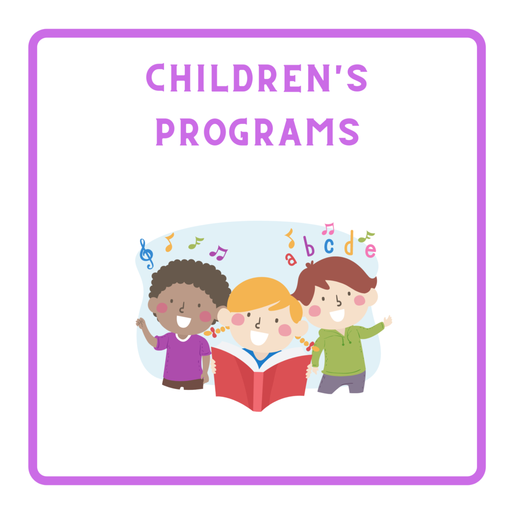 Children's Programs - 3 children reading a book