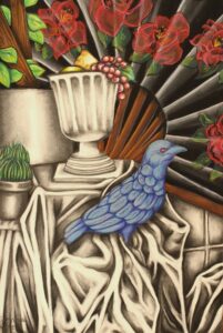 Image of a mixed media still life by Centennial Secondary School student Cyenna Green