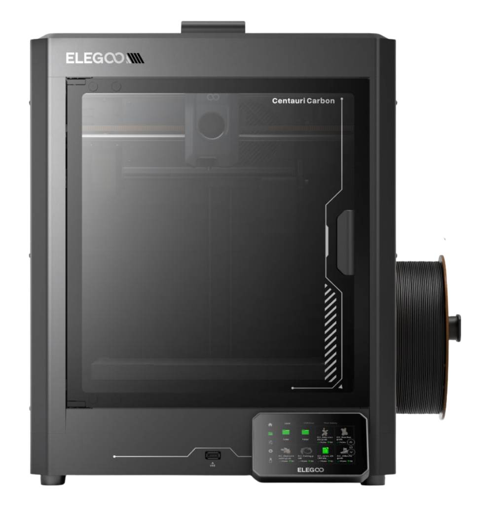 Photo of a black desktop 3D printer