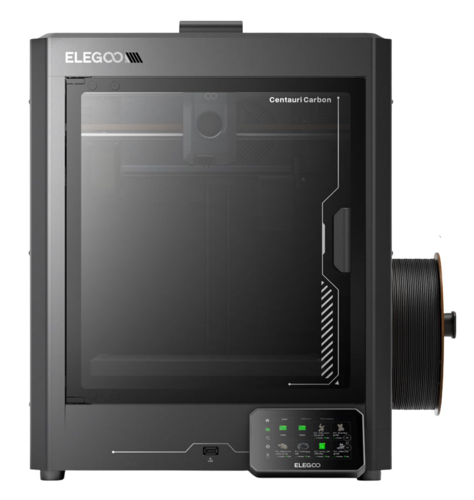 Photo of a black desktop 3D printer