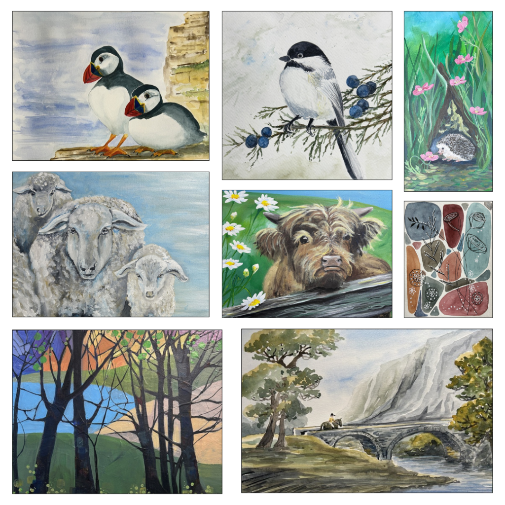 Image showing example painting projects for the Tuesday Painting Workshops with Rachel Harbour